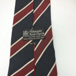 Vintage Atkinsons Irish Poplin Necktie Mens OS Striped Silk Wool Blend Preppy